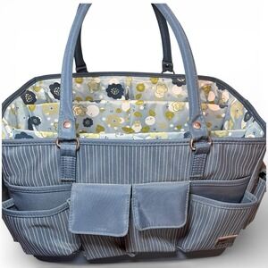 Stampin' Up! CRAFT AND CARRY TOTE BAG Craft Supply Organizer Blue Pockets Padded